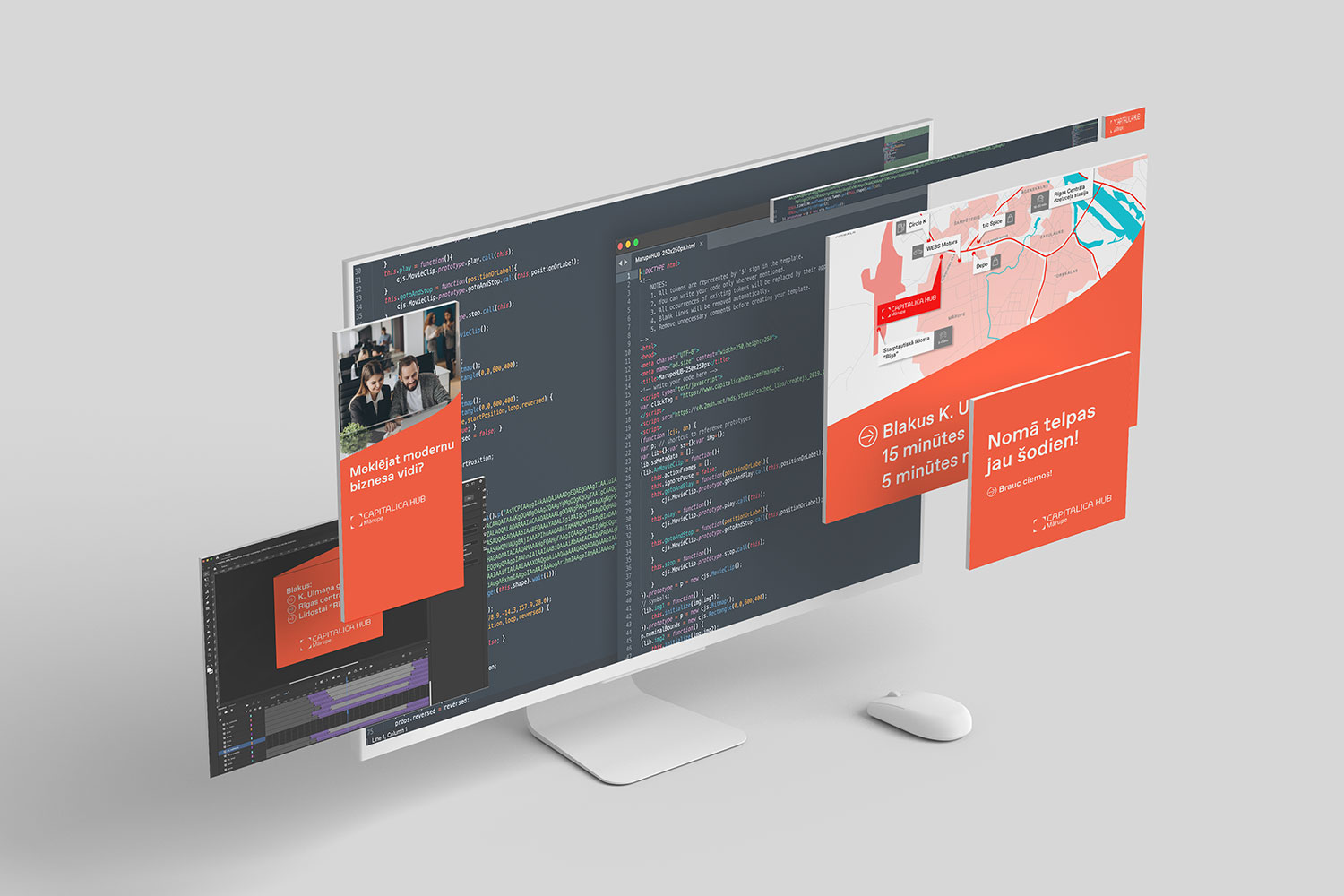 Animētu baneru izstrāde Capitalica Hubs biznesa parka kampaņai
